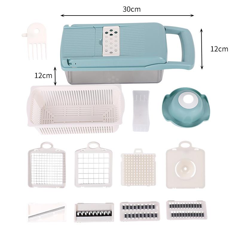 Vegetable Cutter Multi-Functional Household Cut Potato Chips Carrot Shredded Grater With Drain Basket Detachable Kitchen Tools