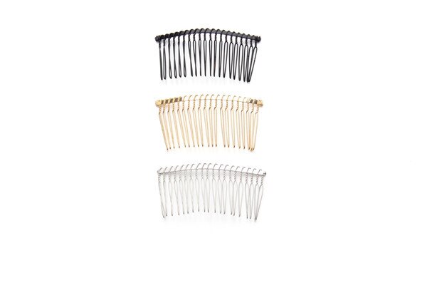6 stks/partij 10 15 20 30 Tanden Zwart/Goud/Rhodium Kleur Metalen Kammen Bruiloft Bruid Clips Hoofddeksel haar Sticks Accessoires F1573