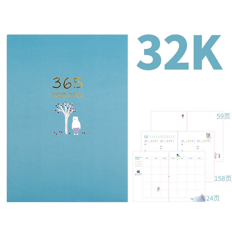 365 Days DIY Notebook Agenda A6 Diary Monthly Weekly Planner Organizer Color Paper Notebooks and Journals Drawing Book: Blue