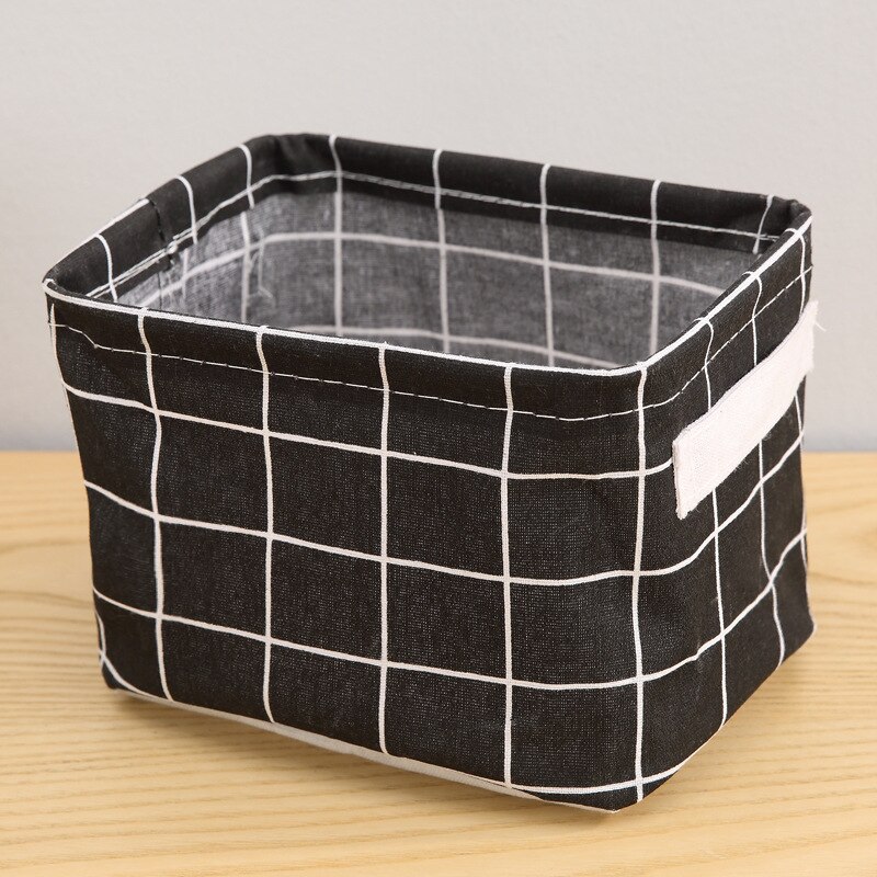 Cesta Rectangular de tela para almacenamiento, cesta de baño impermeable para manos, cesta de almacenamiento de escritorio, cesta de almacenamiento: Black Plaid