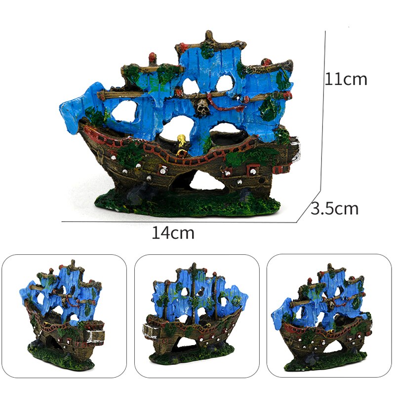 Aquarium Aquarium Landschapsarchitectuur Schipbreuk Piratenschip Decoratie Hars Boot Accessoires Meubels Huisdier Aquarium Decoraties: X-02