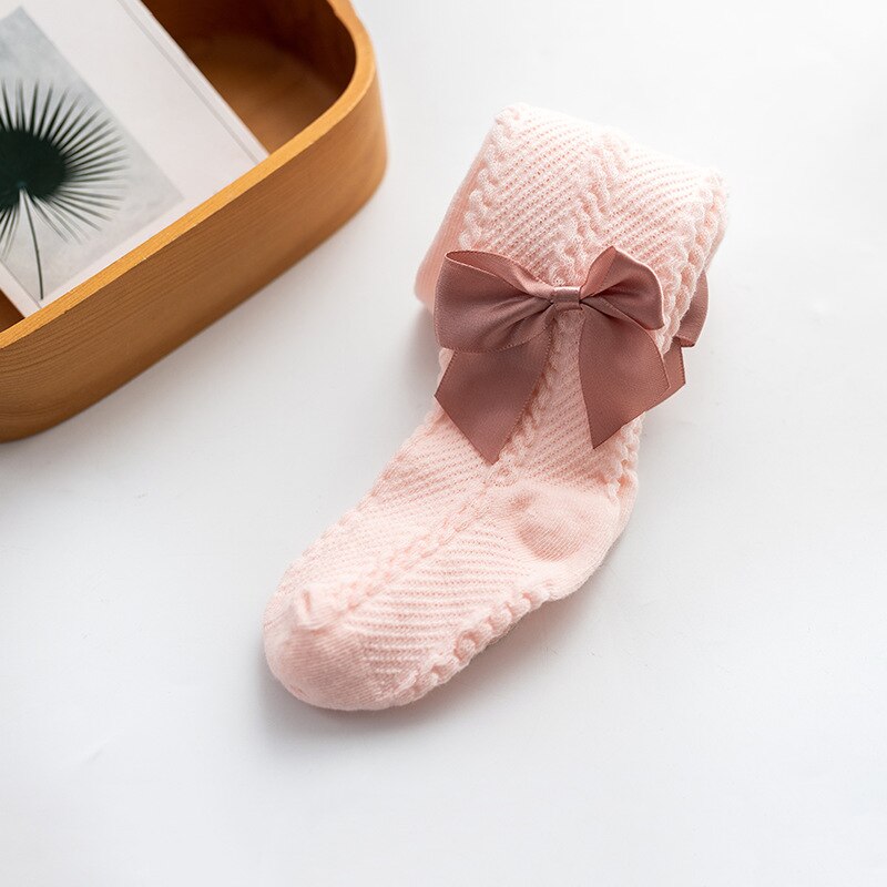 Baby Girl Tights Infant White PInk Stockings Newborn Summer Thin Pantyhose with Bow Meisjes Kleding 0-3 Years Old Clothes: Pink / 1-2 Years old