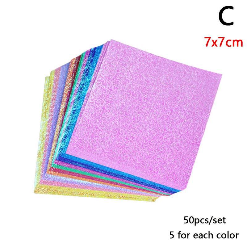 50 Stks/set Vierkante Origami Papier Glitter Origami Shining Kleur Effen Folding Craft Voor Kinderen Scrapbooking Papers T8C8: C