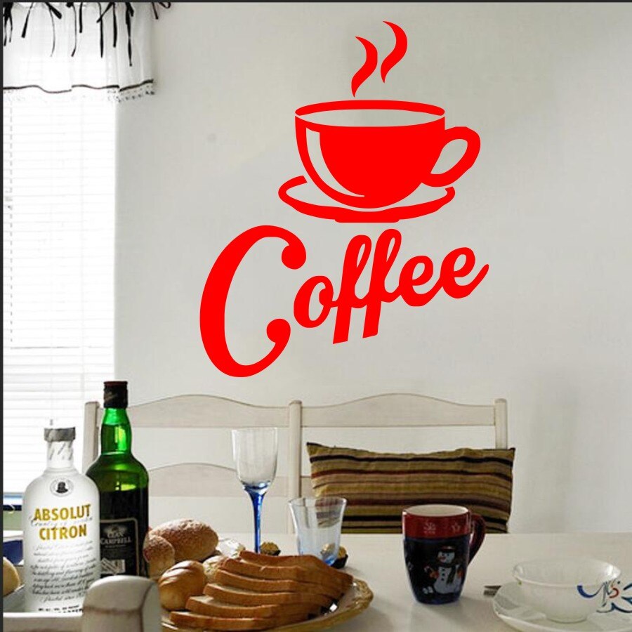Køkken kaffekrus vægklistermærker vinyl tapet stue cafe kunst hjemmekunst vægmærkater dekorative y -56
