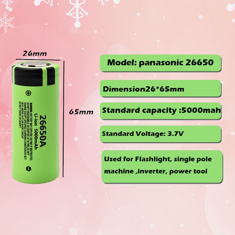 100% original 26650 20A power rechargeable lithium battery 26650A, 3.7V 5100mA. suitable for flashlight