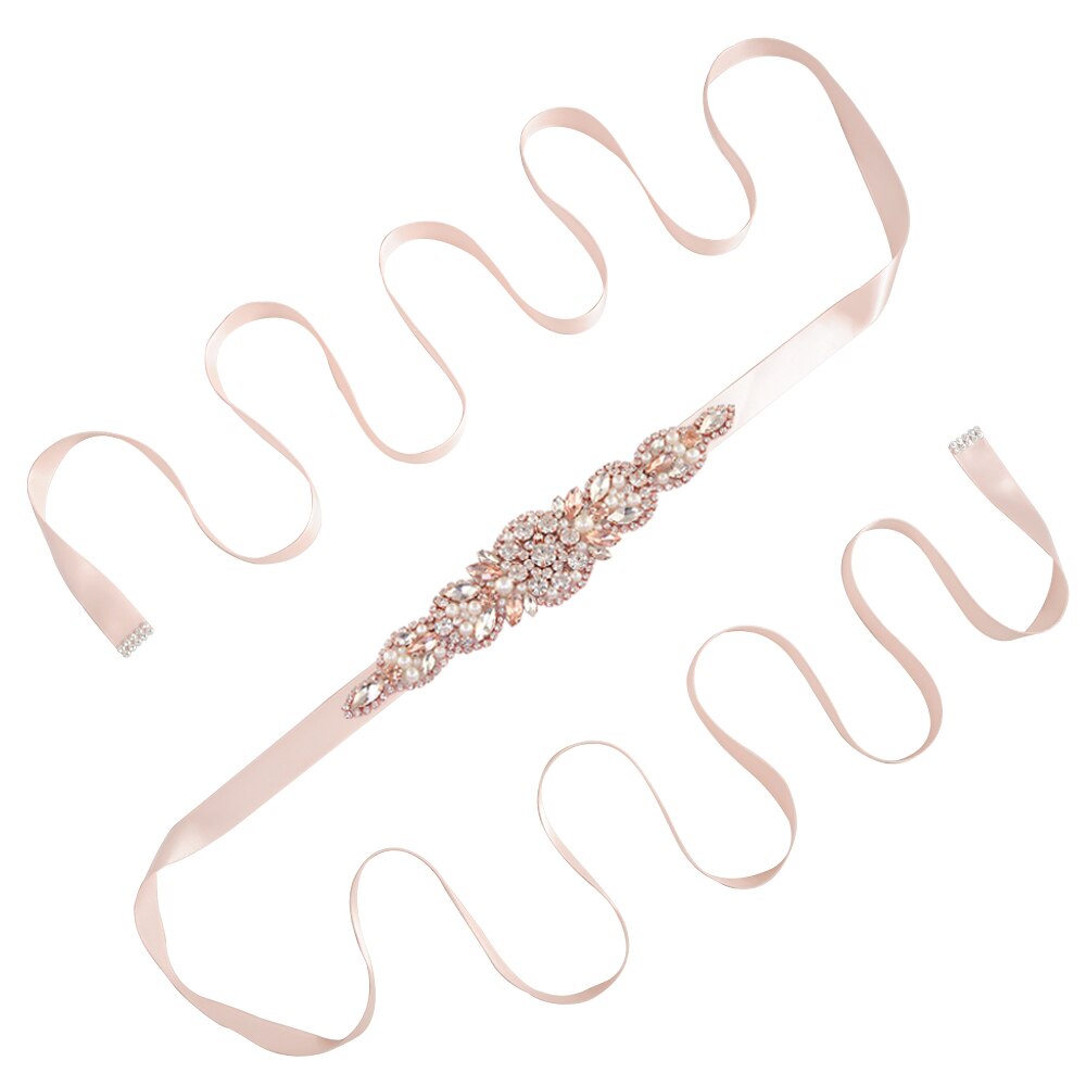 OLOMLB cinturón de novia impresionantes cinturones de novia plata diamante boda cinturones para vestidos de mujer cinturón para boda cinturón del Bri: Baby Pink