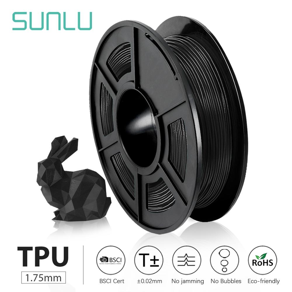 SUNLU esnek 3d yazıcı reçine TPU siyah sunlu 3d yazıcı filament 0.5KG rulo için iyi baskı çocuk oyuncak ve ayakkabı