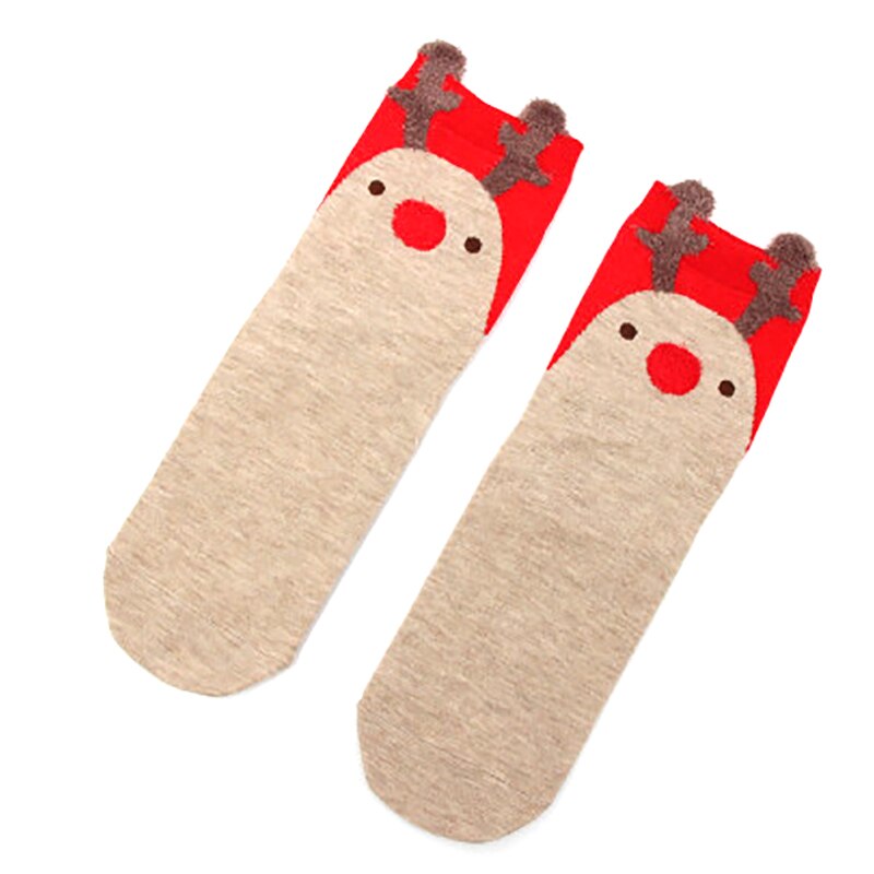 Preciosos calcetines de Navidad para mujer y niña, calcetines divertidos con dibujos de animales: elk
