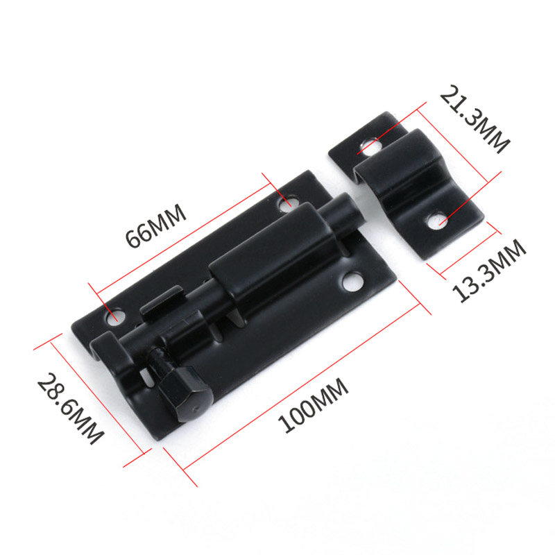 Verrou de porte en acier inoxydable, solide, coulissant, à loquet, agrafes, de 1.5/2/3/4 pouces, wzpi: Matte Black 4 Inches