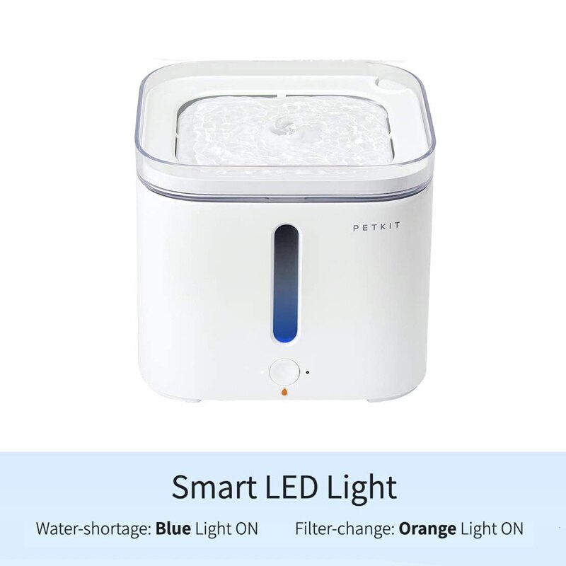PETKIT-fuente de agua automática para mascotas, dispensador de agua con luz LED, tazón de comida para perros y gatos, silencioso, con apagado automático, 2L: 1 Fountain