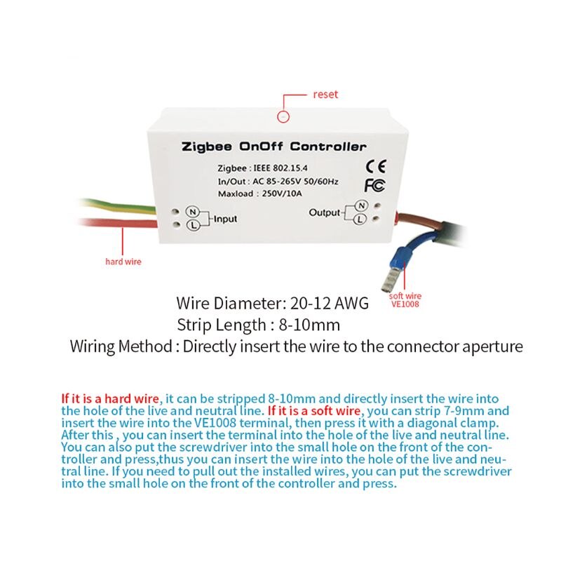 Zigbee On/Off Controller Smart Switch APP Remote Control Smart Home Module AC85-265V 10A