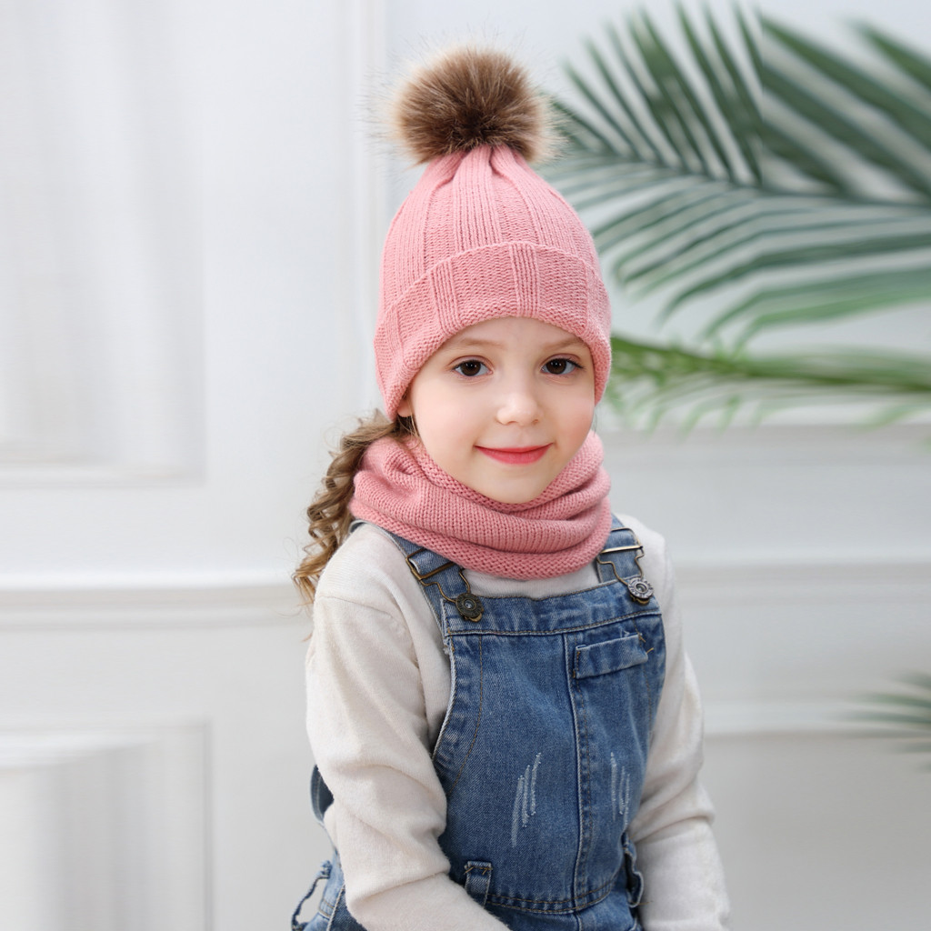 Ensemble bonnet écharpe pour enfants | Lot de 2 pièces, bonnet d'hiver en tricot torsadé solide, mignon écharpe chaude, chapeau czapka i komin colortin