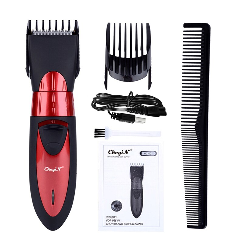 CkeyiN Clipper pelo lavable hombres Barber barba Trimmer recargable inalámbrico set de corte de cabello impermeable cortacésped: Rojo