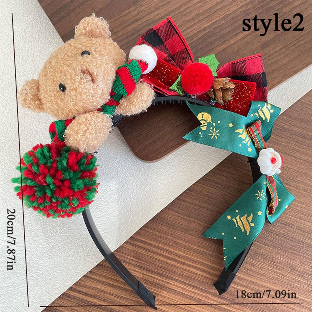 Opaska świąteczna z kokardkami w kształcie misia, opaska do włosów na Boże Narodzenie 2025, pluszowa opaska z kreskówkowym zwierzęciem, prezenty na Nowy Rok dla dziewczynek: Żółty
