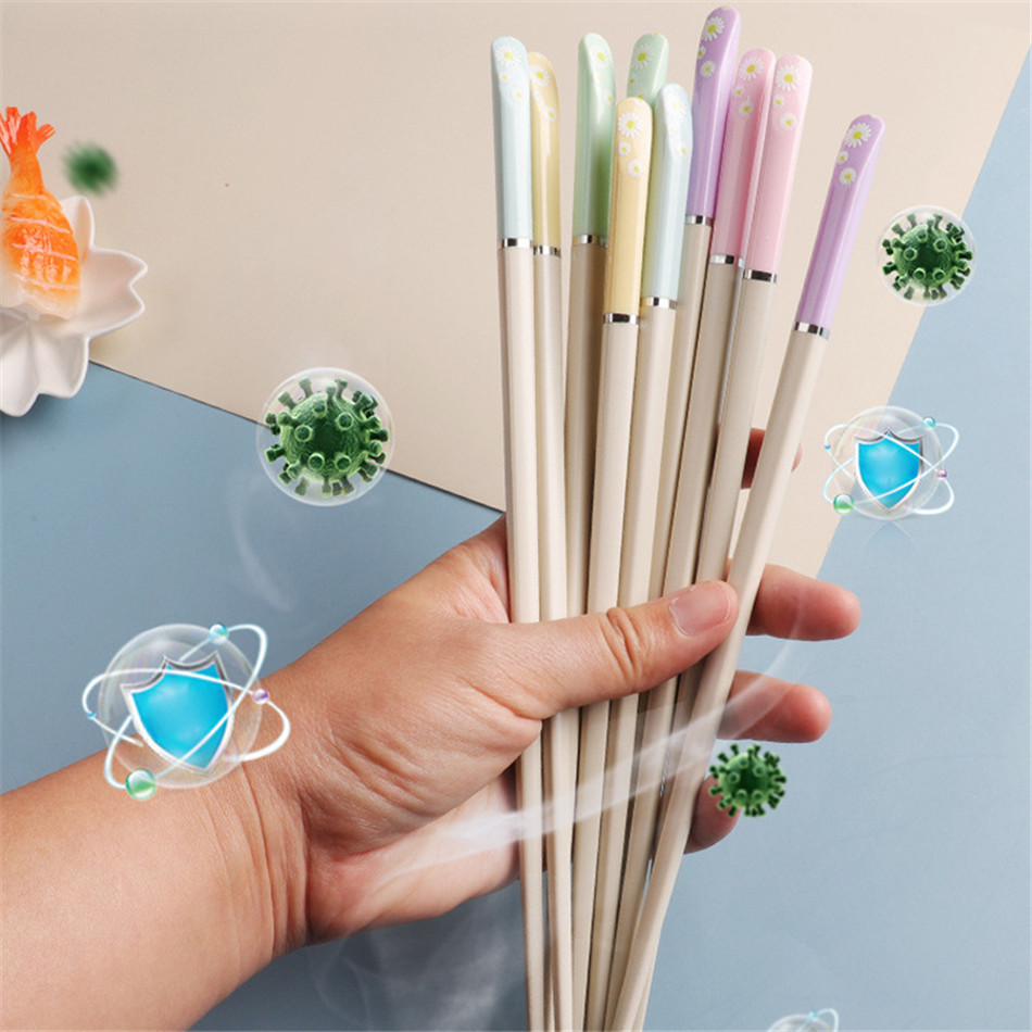 Japanese Style Household Chopsticks Color Antibacterial Alloy Chopsticks Non-mold Nail Chopsticks Tableware