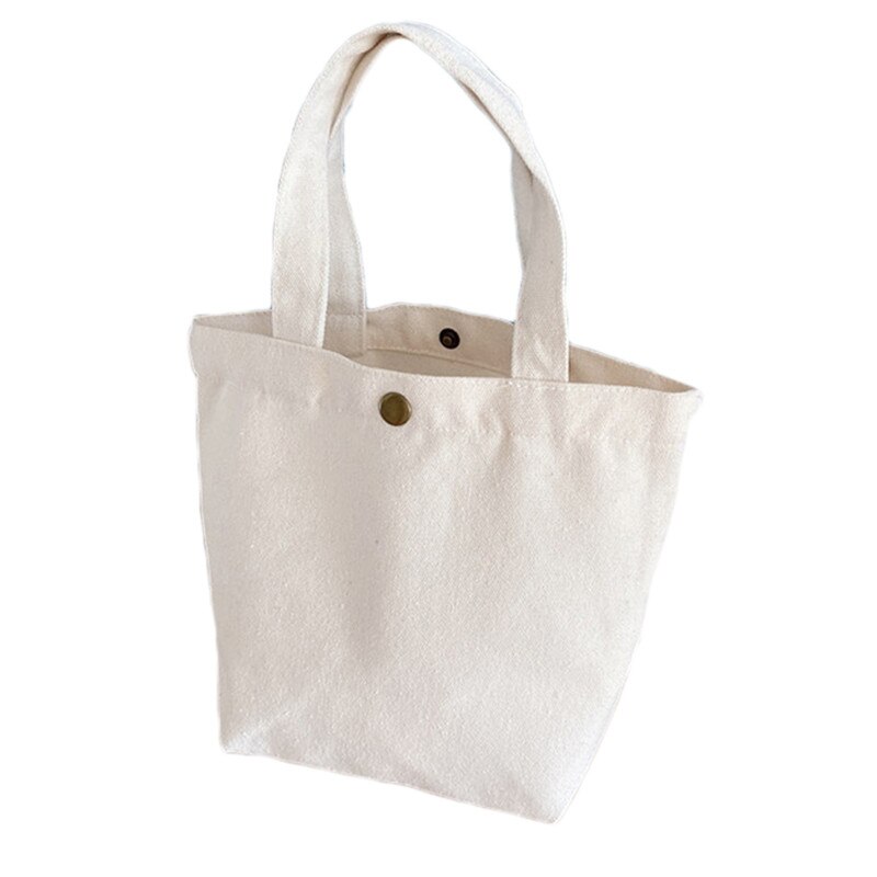 Outdoor tassen voor picknick snoepkleurige canvas tas lunchtas draagbare lunchbox tas met koperen gesp kampeergereedschapstas: Wit