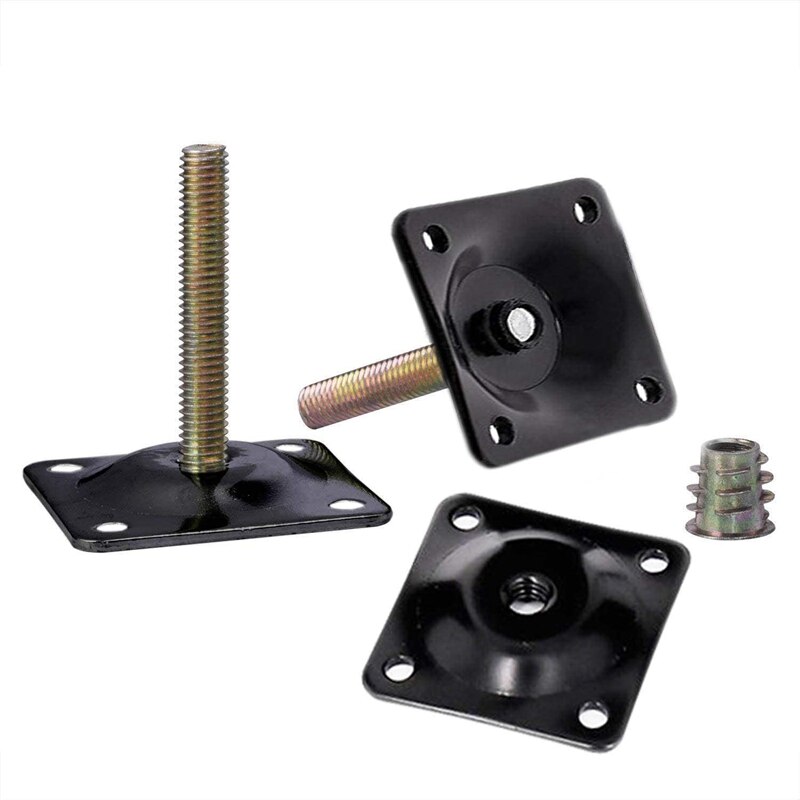 12 Sets Leg Mounting Plates Furniture Leg Attachment Plates T-Plate Sofa Legs with Hanger Bolts for Sofas Couches Seats