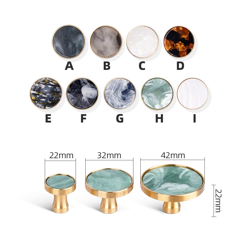 Brass Door Knobs and Handles for Cabinet Shell Resin Furniture Handles Kitchen Cupboard Drawer Pulls Wall Hanging Hooks
