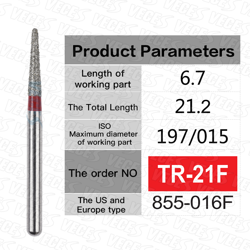 Fresas de diamante Dental finas Extra finas tipo TR, taladros de fresas para odontología estándar, herramientas de dentista FG, fresa de alta velocidad de 1,6mm, 10 Uds.: Castaño