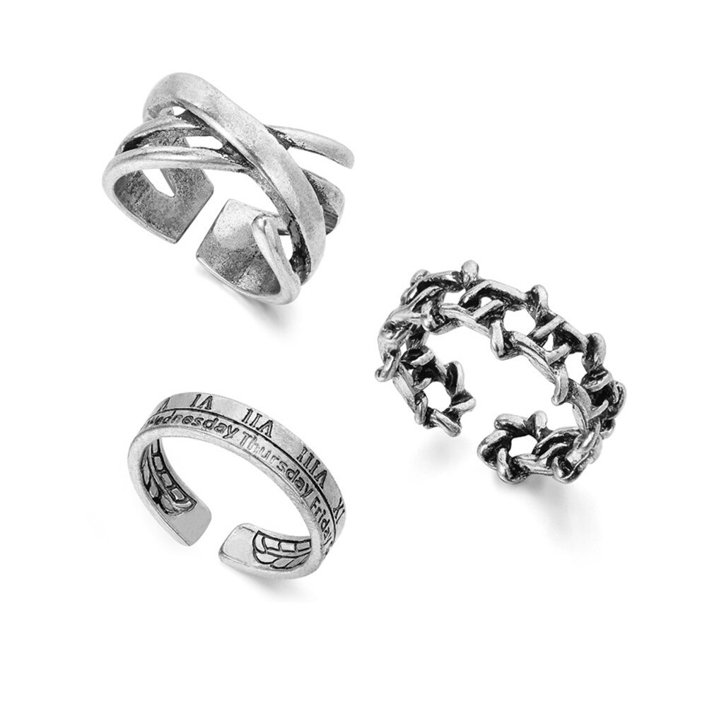 Sommerfugl metal punk ringe sæt til kvinder teen smykker tilbehør spænde kvindelig pegefinger ring: Ring 1233-1