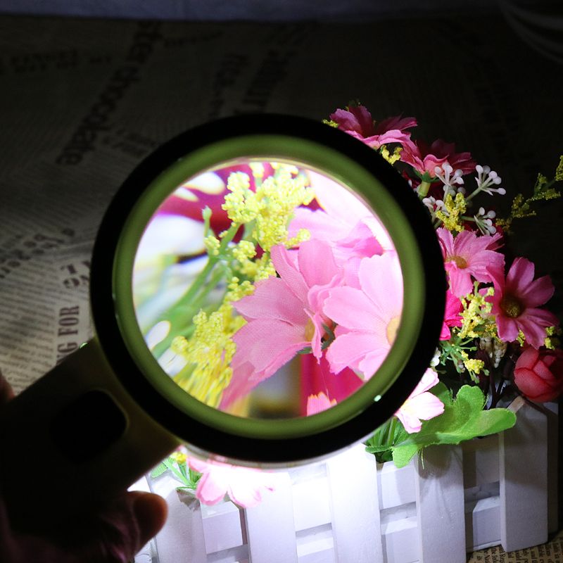 30X LED Magnifying Glass Handheld Lighted Magnifier Double Glass Lens Jewelry Magnifier