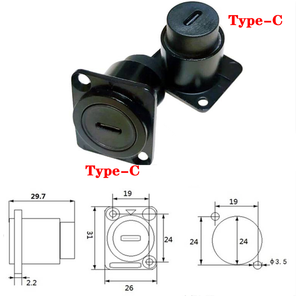 D Type Chassis USB 2.0 3.0 Connector Type C Female to Female USB-C Converter Adapter Type-C Panel Mount DIY Jack: WHITE