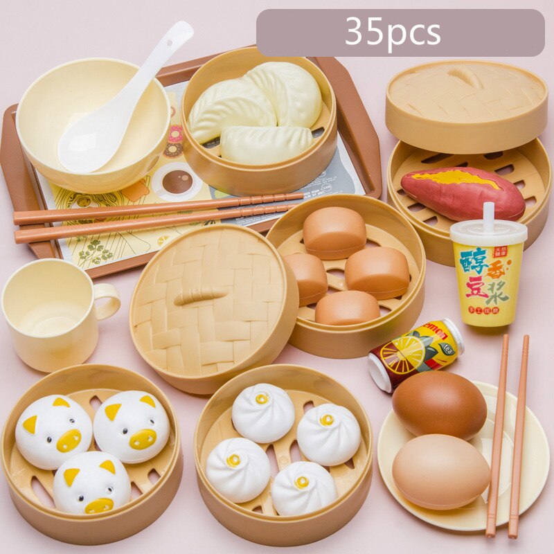 Cucina per bambini Piroscafo a vapore Panino Fornello A Induzione Set Cibo Simulazione della Casa del Gioco Di Puzzle Cucina Giocattolo per le Ragazze Regali: 35pcs