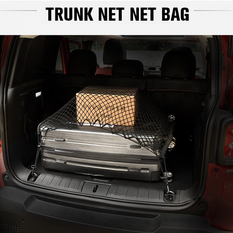 Universal Car Trunk Net Car Rear Storage Cargo Elastic Flat Net Vertical Net with 4 Pcs Hooks Organize Net Auto Accessories
