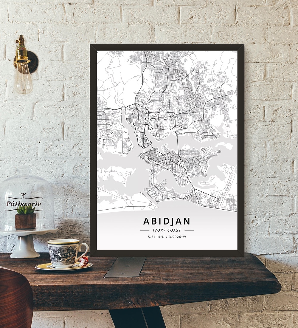 Abidjan Ivory Coast Map Poster