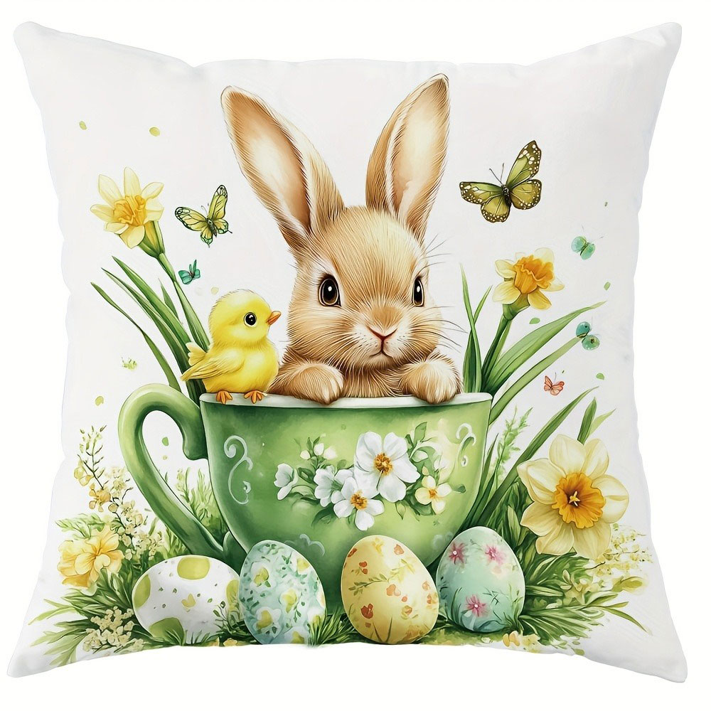 Patrón de Pascua decoración del hogar funda de almohada dormitorio sala de estar sofá decoración funda de cojín de poliéster con cremallera: S / Color zafiro profundo