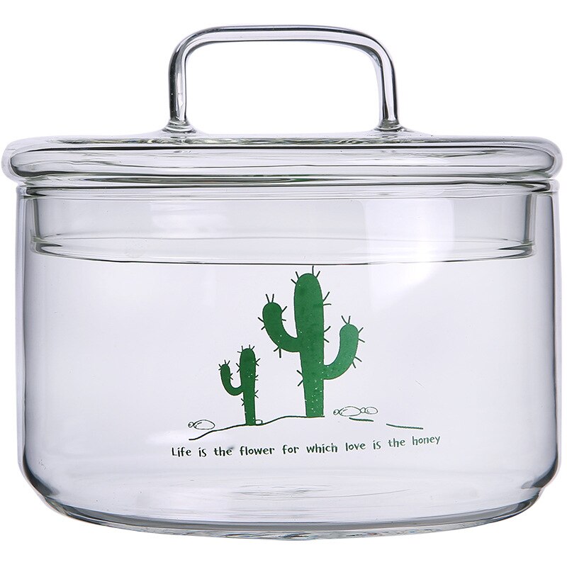 Nordic Heat-Resistant Glass Storage Jars with Cover Flamingo Candy Ice Cream Storage Bottles Kitchen DIY Salad Transparent Bowl