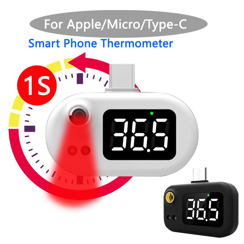 USB Smart Infrared Thermometer Mini Mobile Non-Contact Digital Thermometer Portable Temperature Measurement Meter Parts