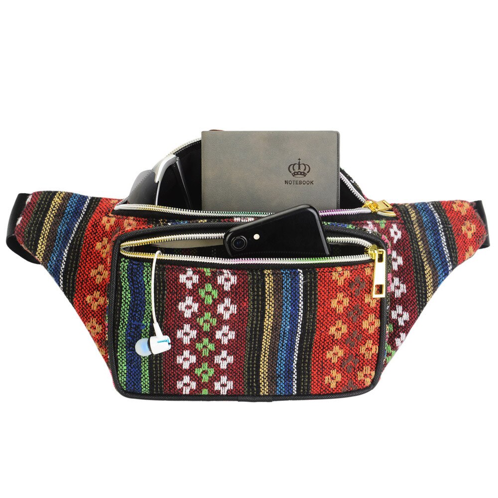 Ocardian wasit bolsa moda feminina esportes nacional vento bolso multicolorido fanny packs para mulheres moda peito saco a12