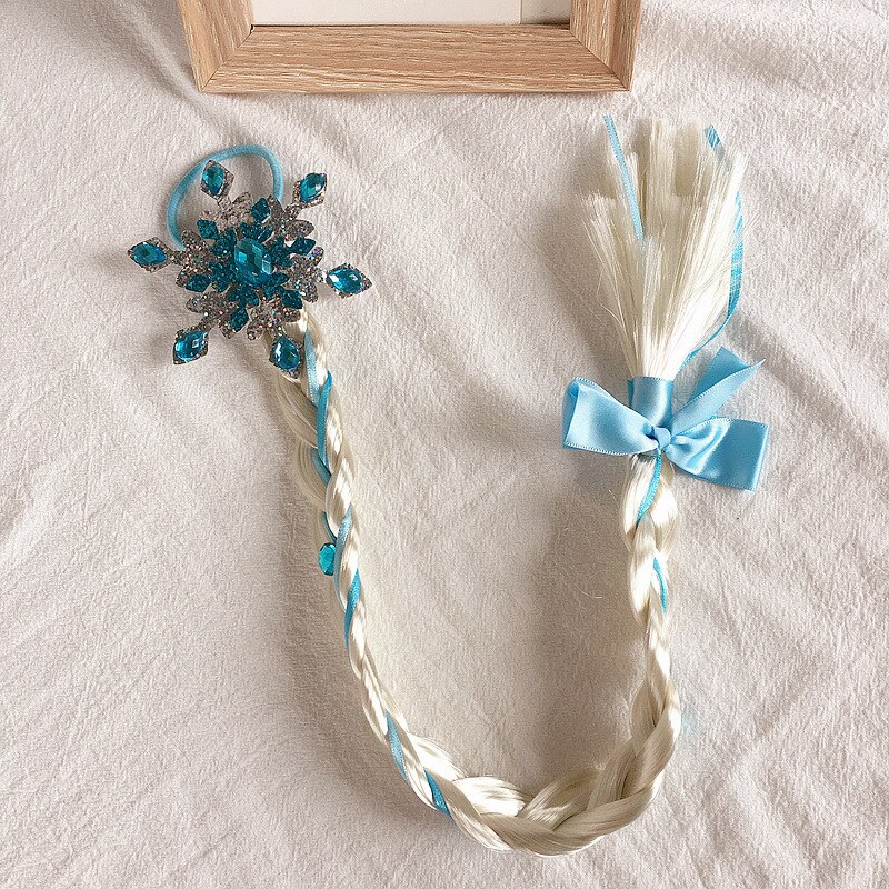 Eenvoudige, schattige cartoon sneeuwvlok kroon pruik met strass steentjes, vlechten, kinderhoofdband voor meisjes, haaraccessoires: 2