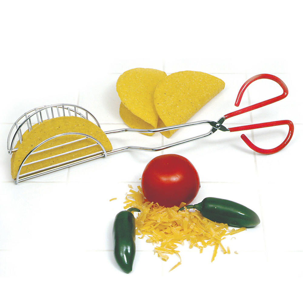 Pinces à pommes de terre support à tacos acier inoxydable Tortilla friteuse pinces argent cuisine Restaurant outils