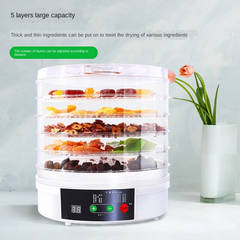 Electric Food Dehydrator for Fruits and Vegetables 350W Temperature Adjustment 5 trays Snacks Air Dryer 110/220V