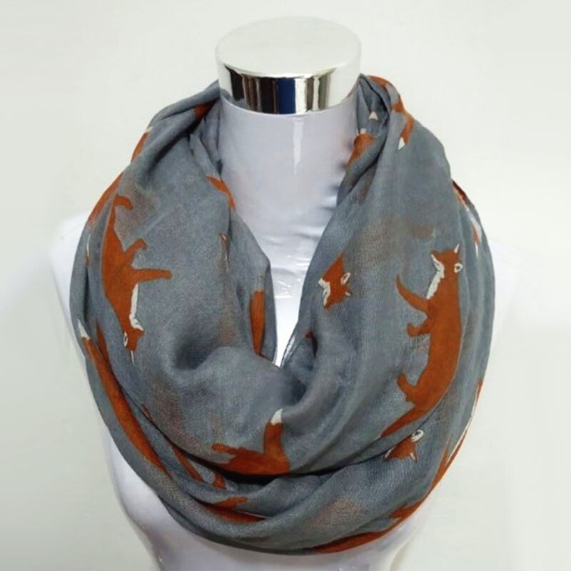 Nowa moda lis nieskończoność szalik gorąca sprzedaż wiskoza kobiety pierścień szaliki zwierząt szalik lis koło szalik