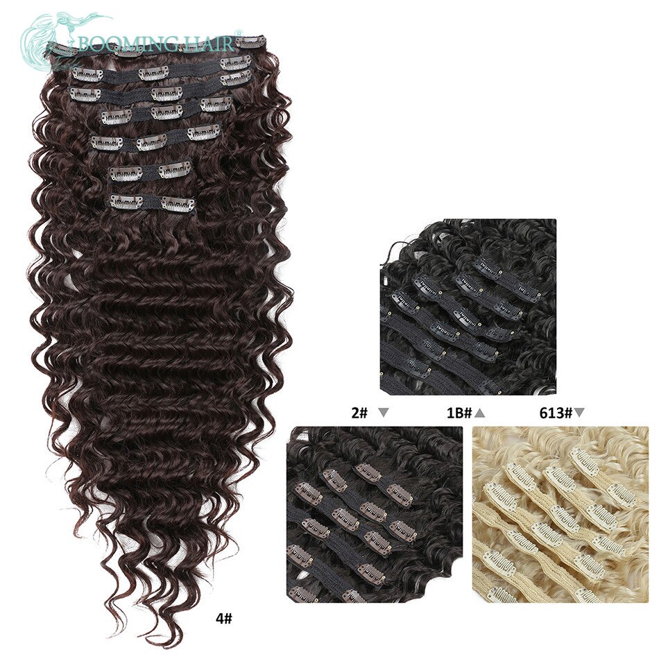 BOOMENDEN HAAR Clips in Haar Verlängerung Tiefe Welle 24 Zoll Synthetische Haar Verlängerung 20 Clips auf 140G Haarteil: #4