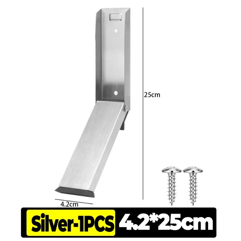 3/1PC Magnet Door Stop Catches Stainless Steel Pedal Down Door Stops Anti-collision Cabinet Push Non-Slip Magnetic Closer Holder: Silver