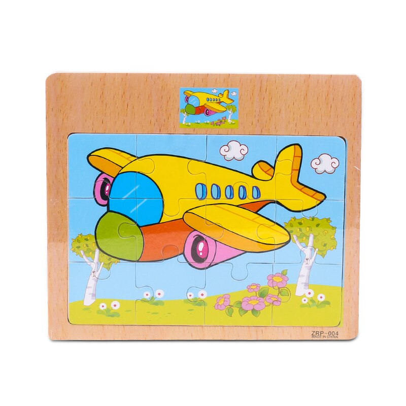 Baby Jigsaw Puzzles Wooden Board Jigsaw Toy Children 1-5 Years Old Cartoon Animal &Traffic Cognitive Early Education Puzzle Toys: Plane