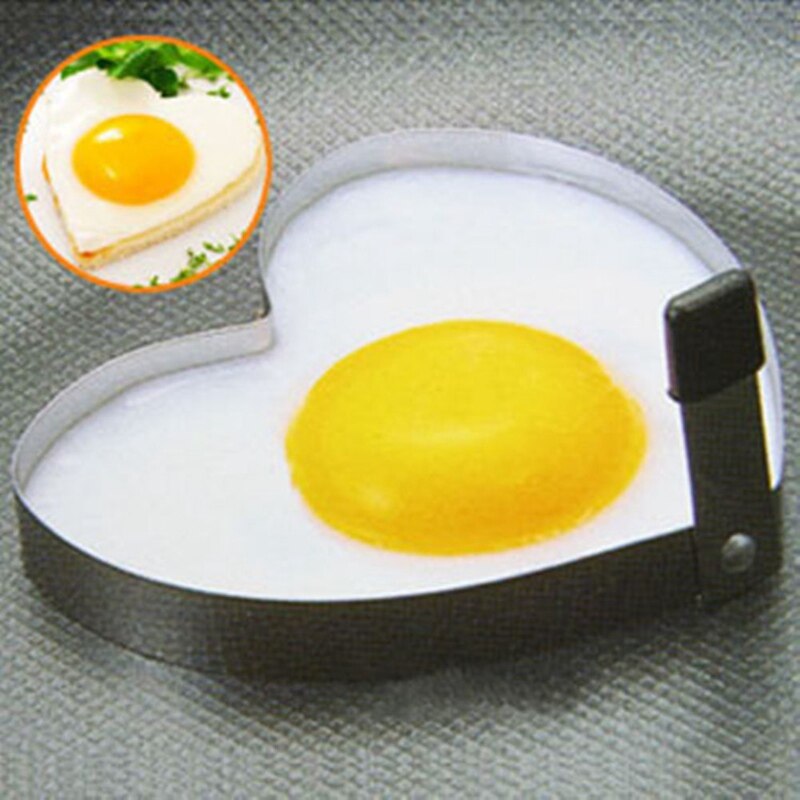 Rustfrit stål hjerteform æg pandekage ringe madlavning værktøjer morgenmad stegt æg skimmel bærbare æg stegning værktøjer