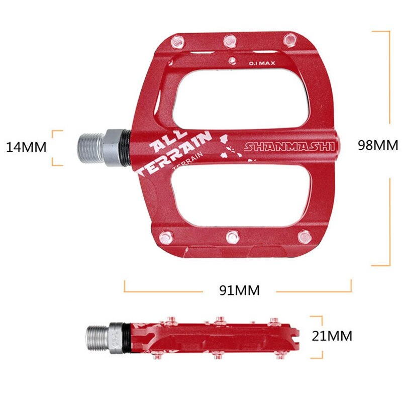 Shanmashi Bike Pedals Aluminum Bicycle Flat Pedals Outdoor Durable Pedal for Mtb Road Bike