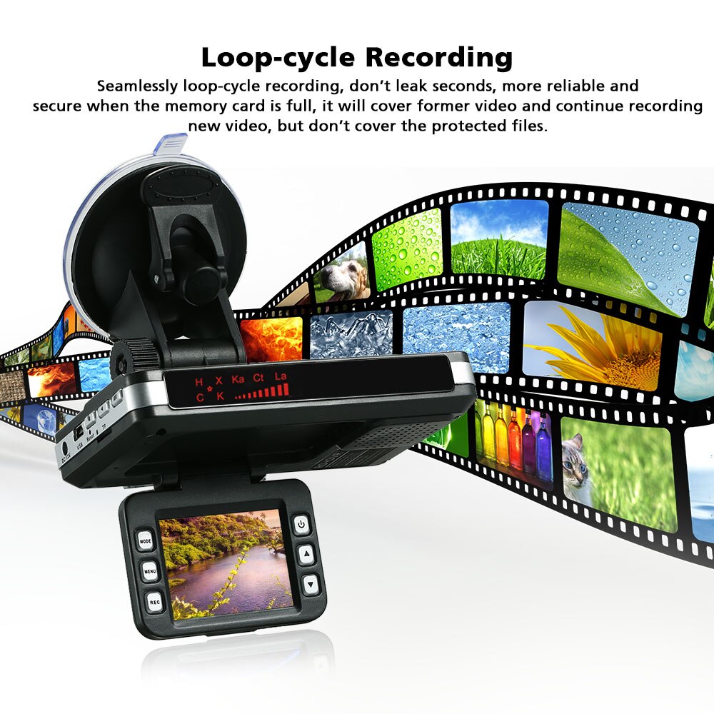 Anti Radar Detector Auto DVR 2 in 1 720 P Dash Cam Radar Speed Detector met Volledige Band Mute Knop Loop Recording G-sensor