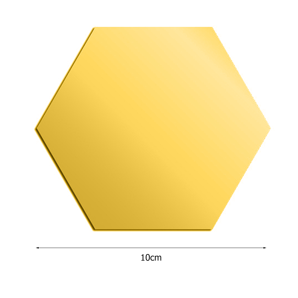 Hexagon Shape DIY Art Mural Home Decoration Wall Ornament Home Decor Hexagon Acrylic Mirror Decal Art: Gold