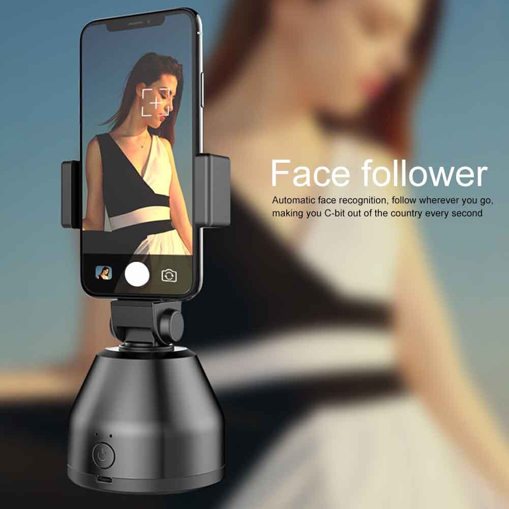Für Smartphones Gimbal Stabilisator Universal- 360 Grad Drehung Hause Auto Gesicht Verfolgung montieren Clever Schreibtisch Akku: Schwarz