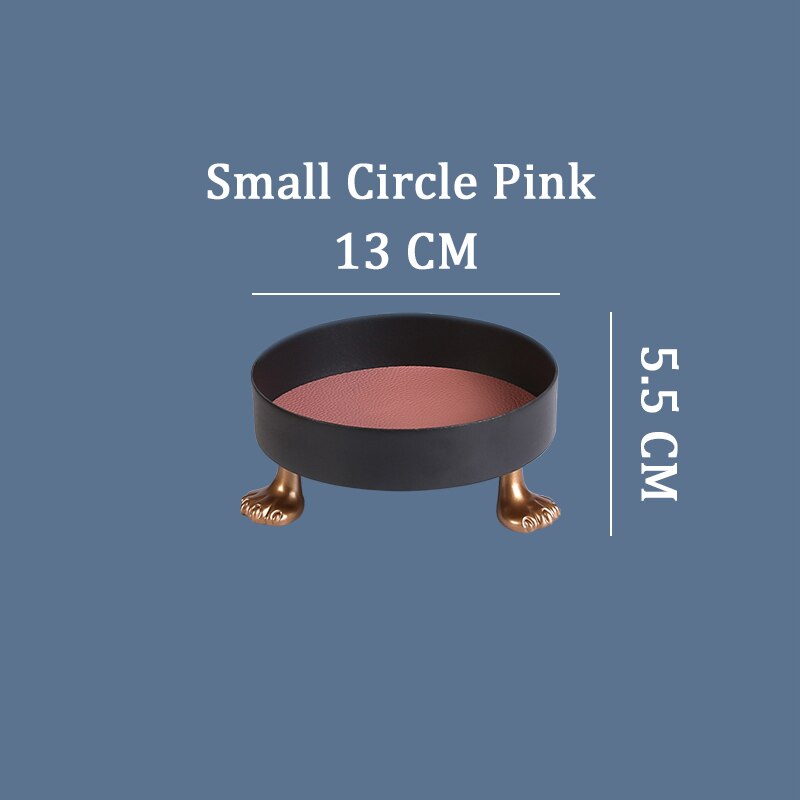 Metal Dice Storage Tray for DND Role Playing Table Games Dice Rolling Jewelry Cosmetic Storage Display Trays: Small Circle Pink