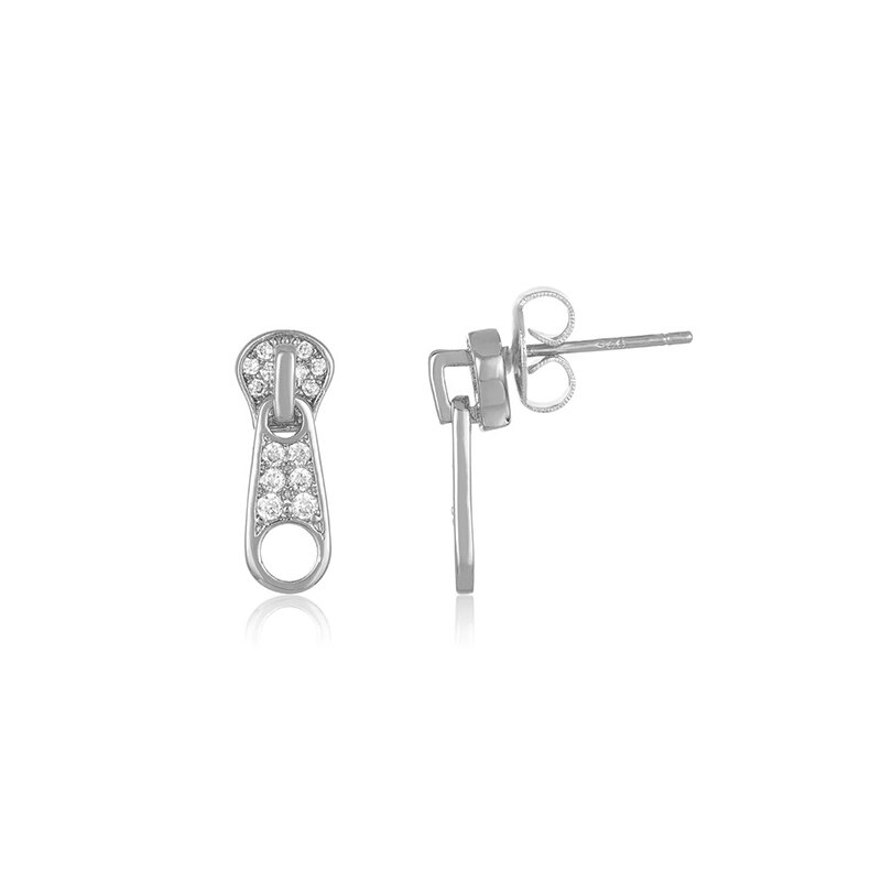 Roxi Creatieve Rits Zirkoon Kristallen Stud Oorbellen Voor Vrouwen Meisjes Piercing Verjaardag Bruiloft Oorbellen 925 Sterling Zilveren Earing: silver