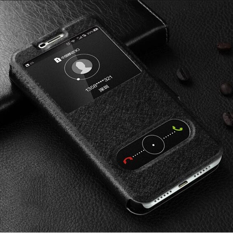 For Huawei Y3 Case Flip 5.0 Luxury Quick View Window Case For Huawei Y3 Cover PU Leather CRO-L22 CRO-U00 Phone Cases