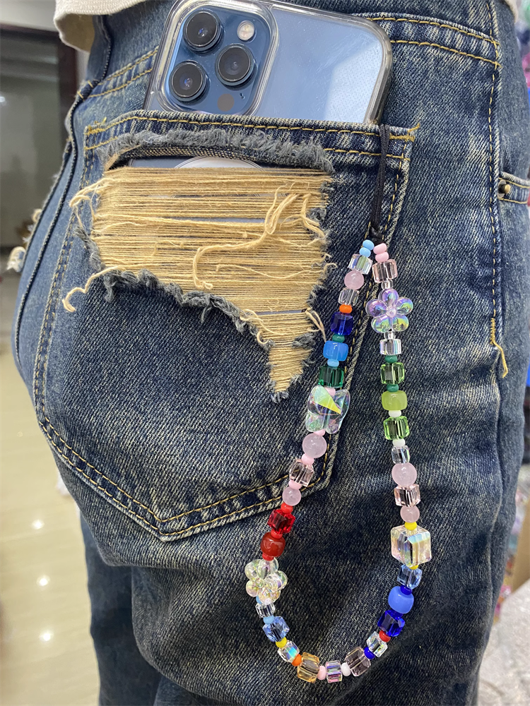 Herlook Vlinder Telefoon Bedel Riem Crystal Kubus Kralen Bloem Telefoonketting Y 2K Accessoires Mix-Kleur Hars Mobiele Telefoon Lanyard