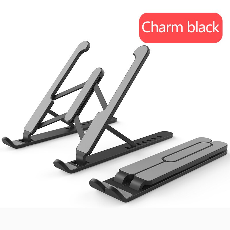 Draagbare Laptop Desktop Stand Opvouwbare Ondersteuning Base Notebook Stand Computer Verstelbare Houder Voor Macbook Pro Air Ipad Dell Hp: Black